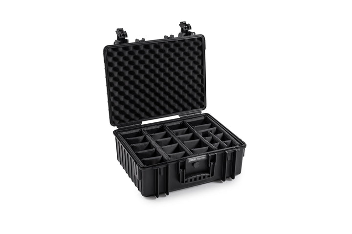 B&amp;W Transportkoffer Outdoor - Typ 6000 Schwarz - mit variabler Facheinteilung - wasserdicht nach IP6