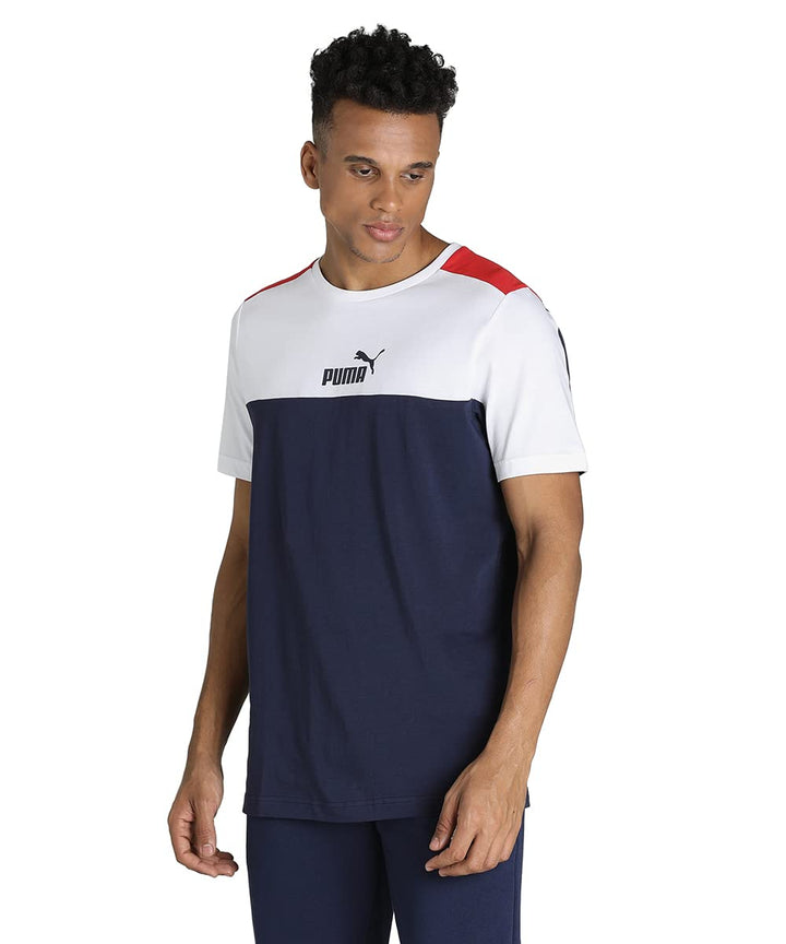 PUMA Unisex ESS+ Block Tee T-Shirt, Blau