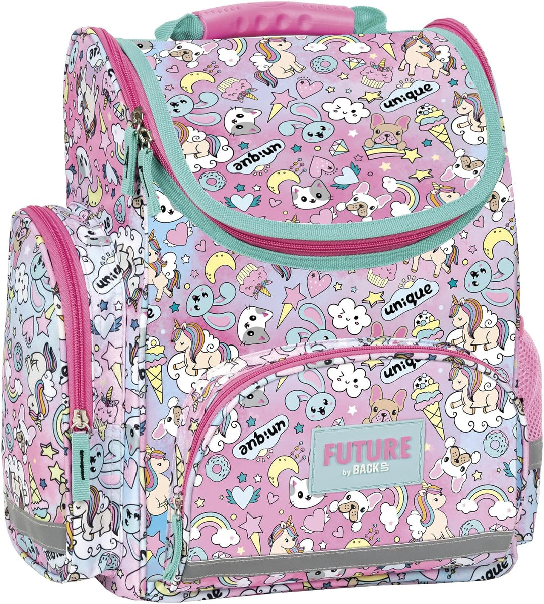 Goldkids Ranzen rosa Tornister Schulranzen mit Tier Motiv für Mädchen ab der 1. Klasse Grundschule i