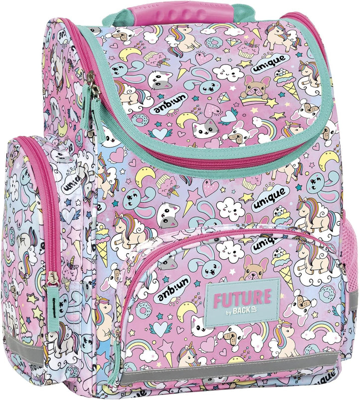 Goldkids Ranzen rosa Tornister Schulranzen mit Tier Motiv für Mädchen ab der 1. Klasse Grundschule i