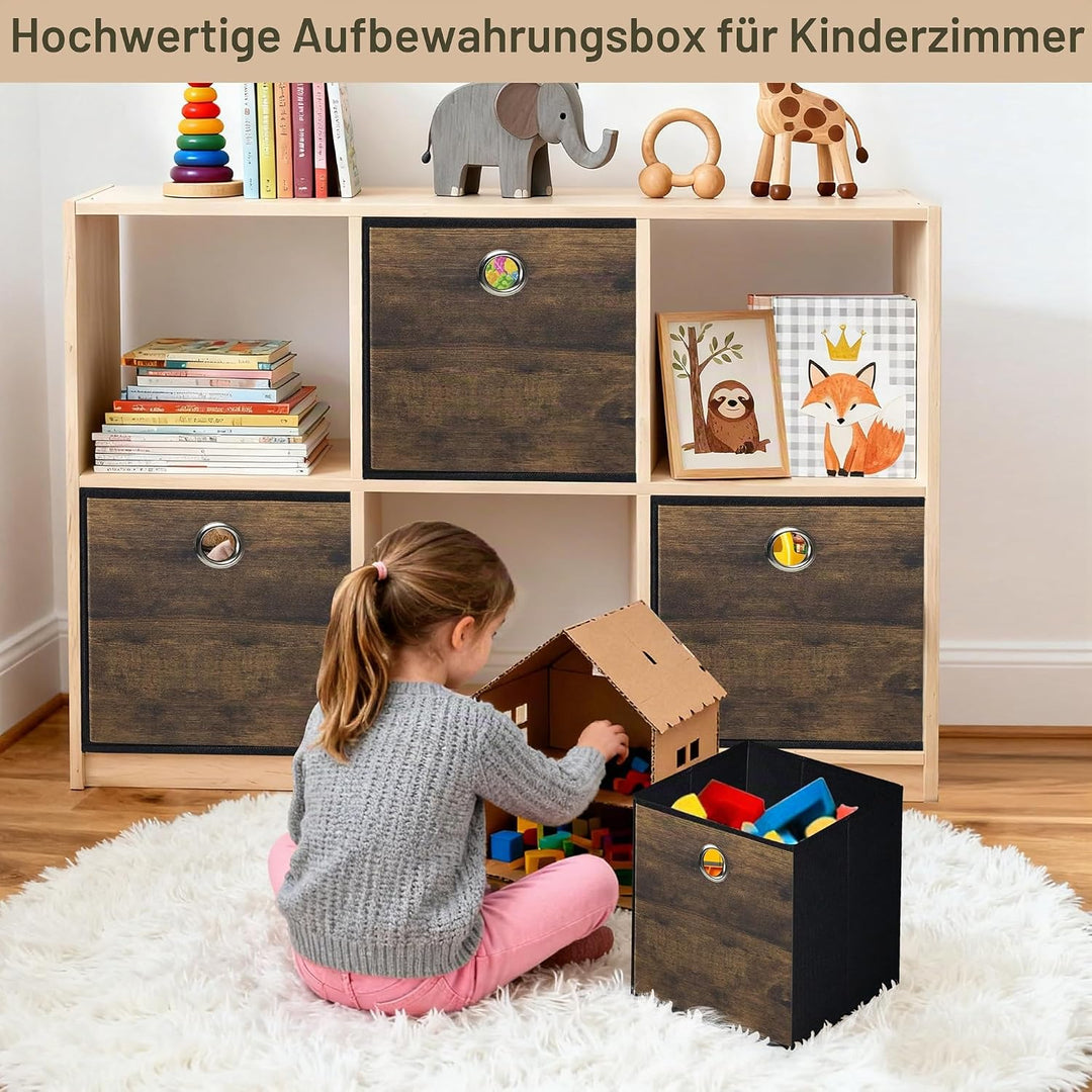 Langlebige Aufbewahrung Würfel Bin mit dekorativem Holzkorn,verdickten Stoff Box,Aufbewahrungskorb f