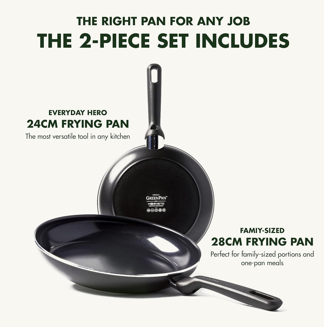 GreenPan Memphis Bratpfannen-Set (24 cm und 28 cm), gesunde keramische Antihaftbeschichtung, PFAS-fr
