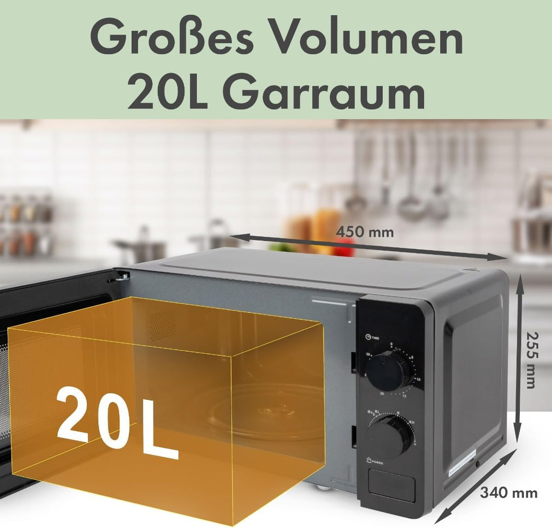 Bomann® Mikrowelle | 700 Watt | 6 Stufen | 20 Liter Garraum | 360° Drehteller | Timer mit Endsignal