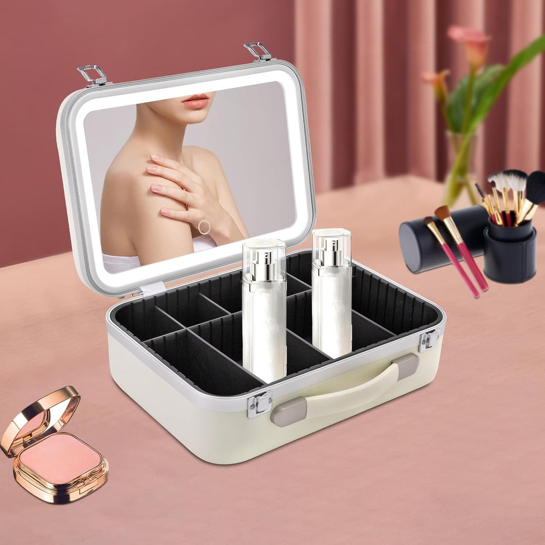 Makeup Case Organizer Gross Dimmbare LED-Licht Lagerung Reisekoffer Portable Makeup Zug für die Aufb