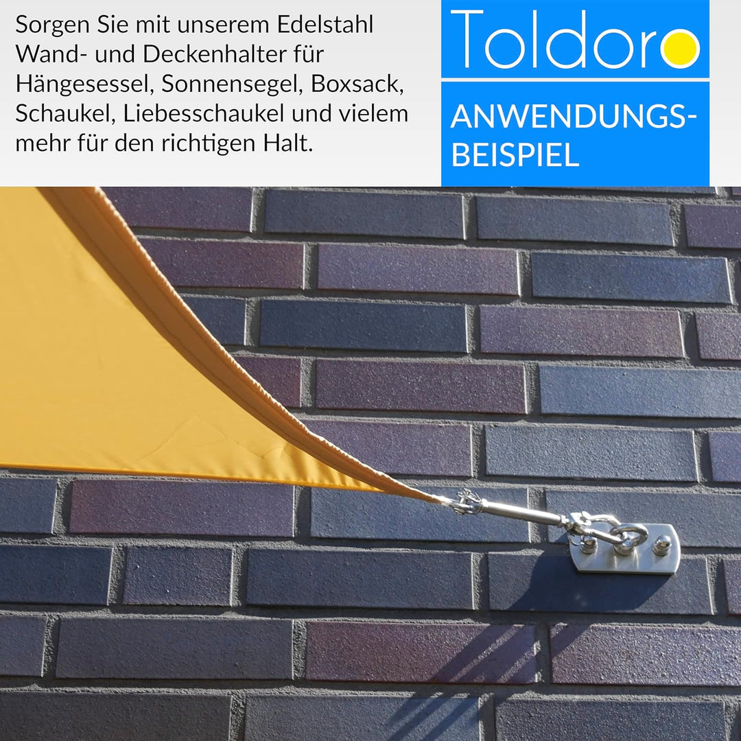 Toldoro® Deckenhalterung aus Edelstahl inkl. Montagematerial/rostfreier Wand- & Deckenhaken mit 400