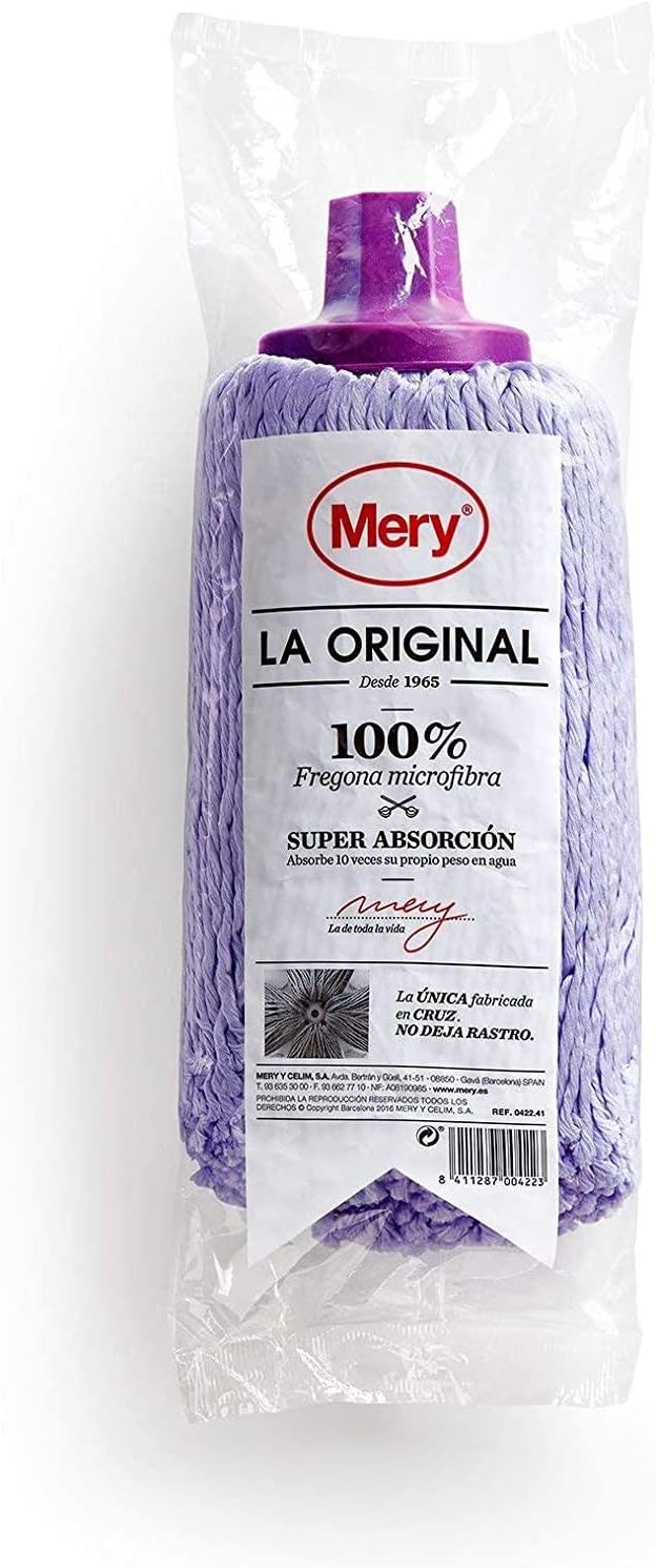 Mery | Mikrofaser-Wischmopp | Sehr saugfähiger Wischmopp | Extrabreiter Kopf | Hinterlässt keine Spu