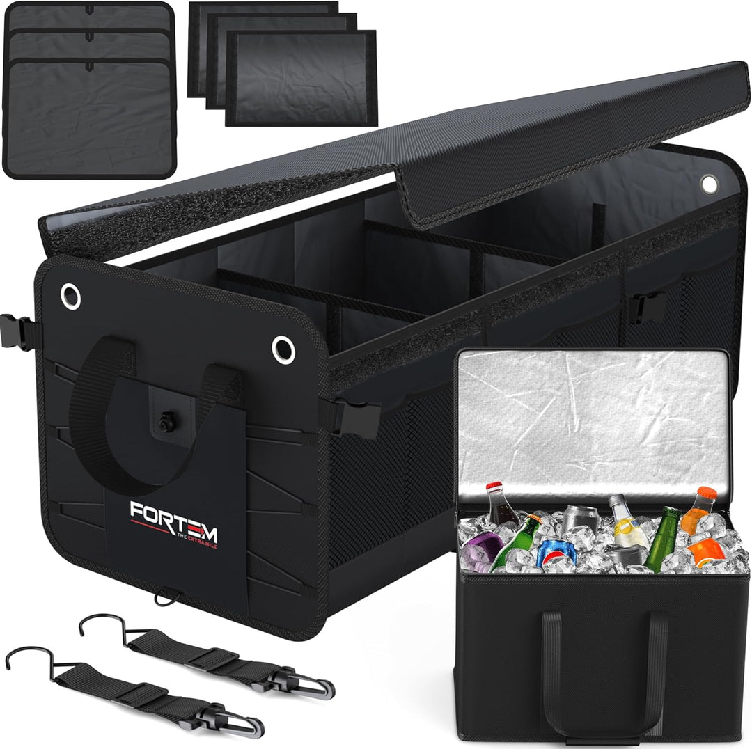 FORTEM Kofferraum Organizer, Kofferraumtasche, Zusammenklappbarer Auto Organizer Kofferraum mit Fäch