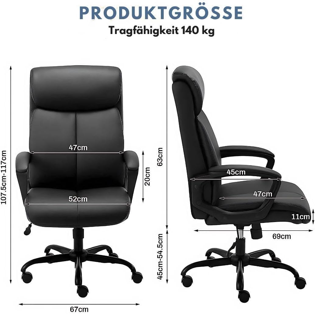 Ergonomischer Bürostuhl - Höhenverstellbar, Komfortabel mit Wippfunktion und Netzrücken. Robustes Me