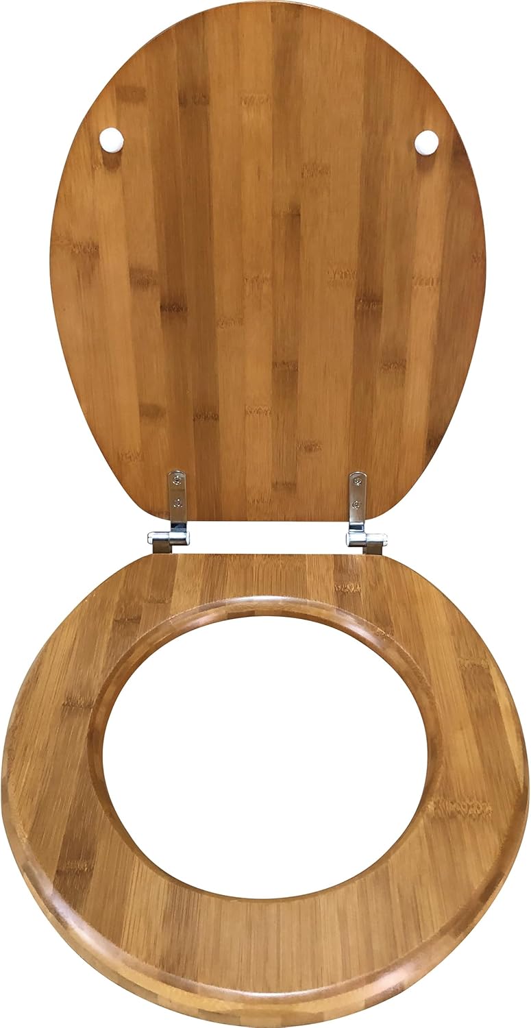 MSV WC Sitz Toilettendeckel Bambus "Bamboo" Scharniere aus Edelstahl - hochwertige und stabile Quali