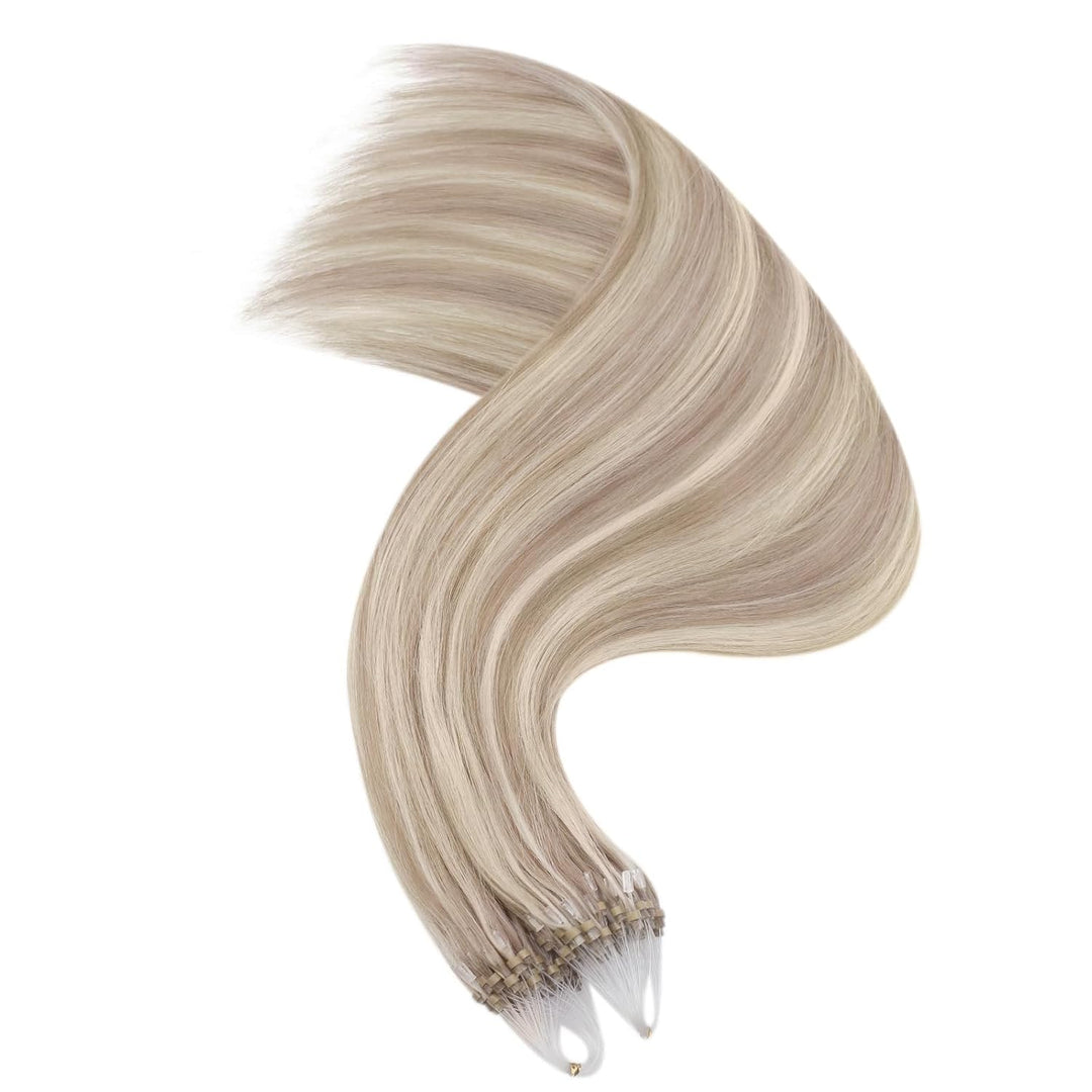 Ugeat 55cm Microring Extensions Echthaar Blond 1g/Strähnen 50Gramm Micro Loop Hair Extensions Echte