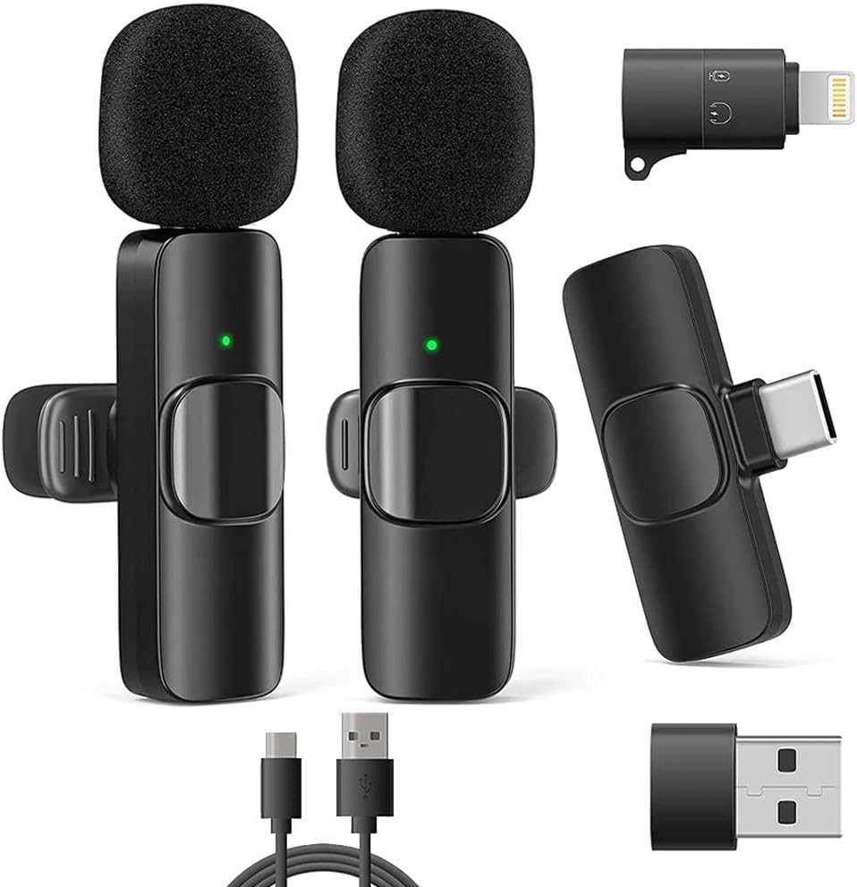 Kabelloses Lavalier-Mikrofon, universell, (Android, PC, Apple) – Clip für Interviews Youtube Faceboo