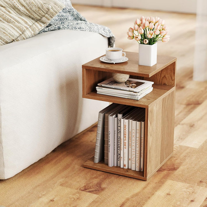 COSTWAY Beistelltisch Holz, 3 Ebenen Sofatisch, Nachttisch, modern, für Wohnzimmer und Schlafzimmer,