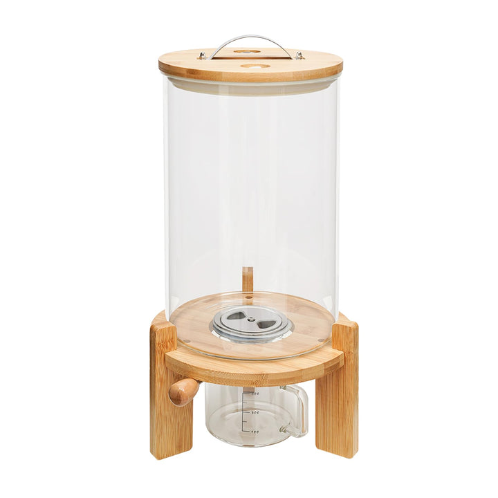 Reisspender 7,5L Glas, Müslispender Glaskornbehälter 20x30cm, Luftdicht mit Messbecher für Cerealien