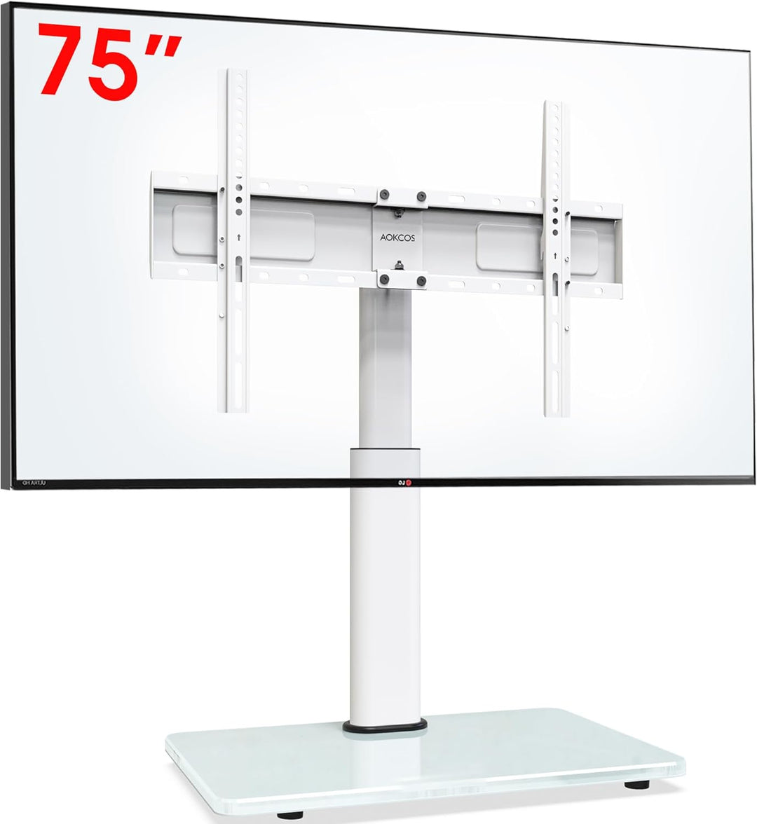 AOKCOS TV Standfuss TV Ständer Höhe 900mm für 32-55 65 75 Zoll Fernseher, Neigbar Schwenkbar Höhenve