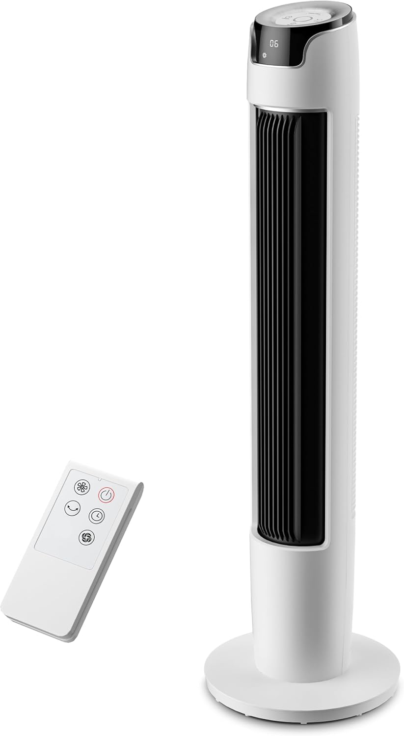 Midea FZ10-16AR Turmventilator mit Fernbedienung 110 cm,Standventilator mit Oszilation 60°,6 Geschwi