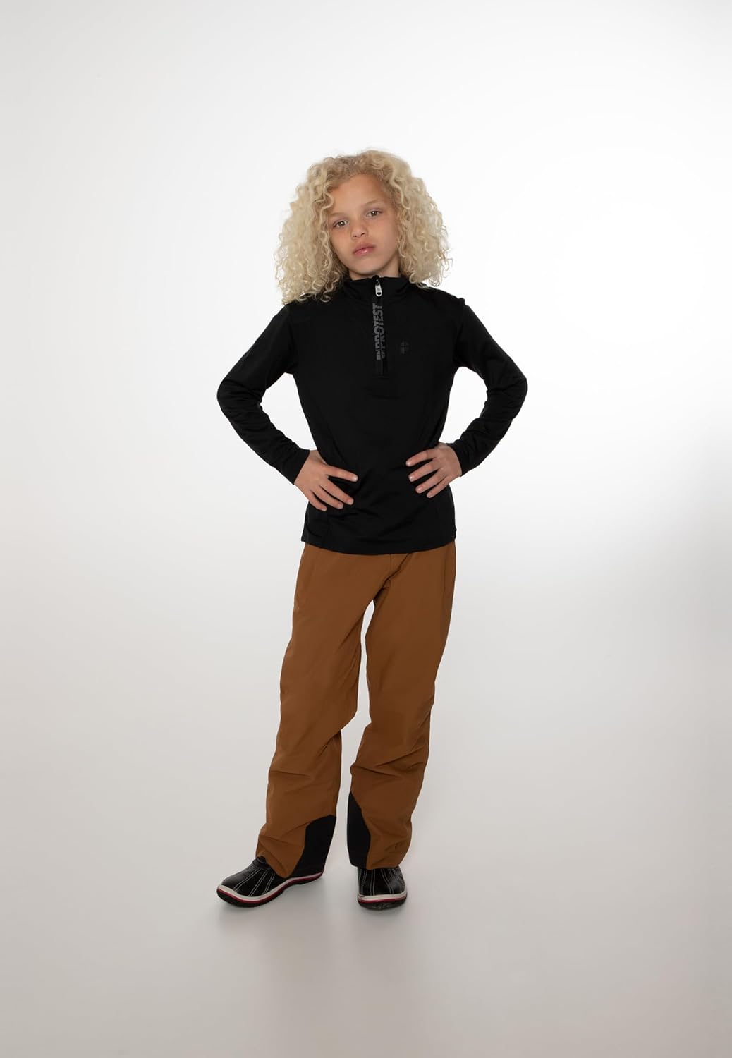 Protest Jungs Fleece WILLOWY JR Geotech ultraschnell trocken und hoch atmungsaktiv 140 True Black, 1