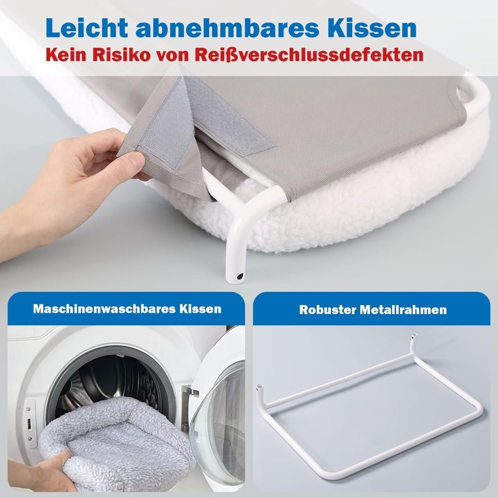 Zakkart Faltbare Katzenhängematte für Fenster - Kabellos, Eingebettetes Maschinenwaschbares Bett, Ro