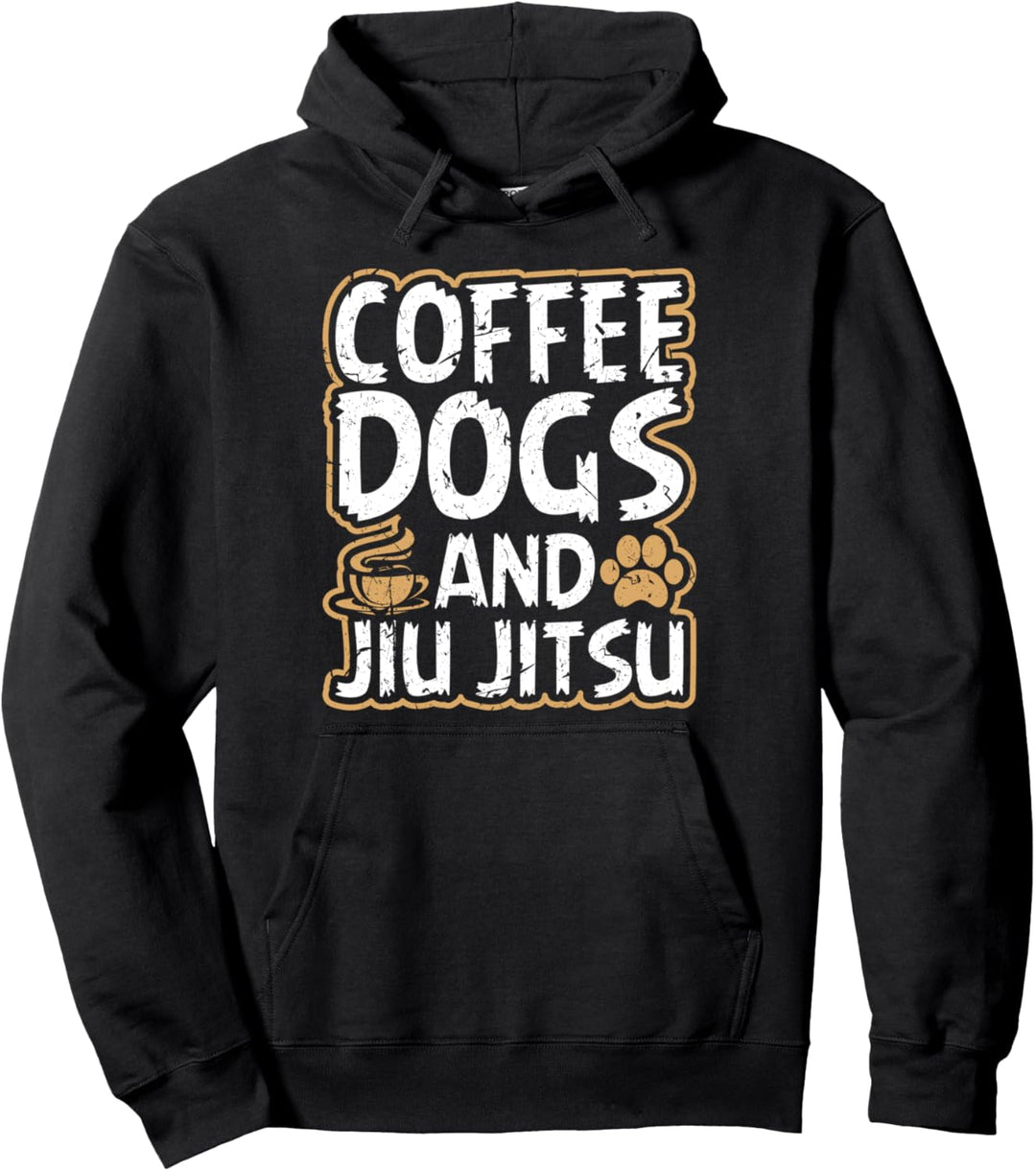 Coffee Dogs and Jiu Jitsu Grappling Martial Arts BJJ MMA Pullover Hoodie