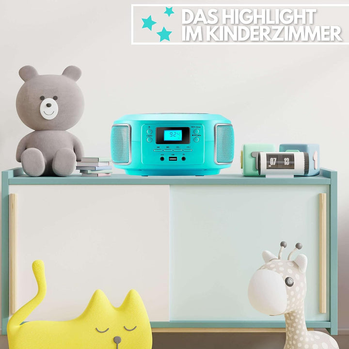 Tragbare Boombox | FM Radio | AUX-In | CD/CD-R | USB | Kopfhöreranschluss | Kompaktanlage | CD-Playe