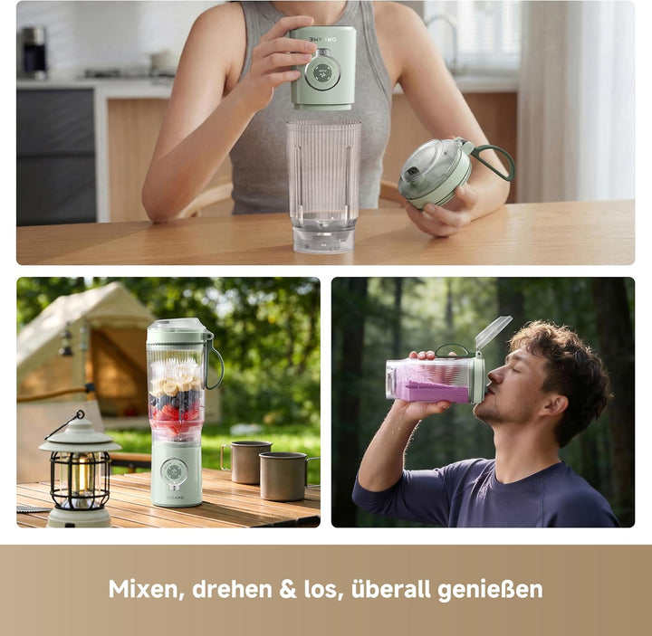 DREAME PortFresh Tragbarer Mixer,Abnehmbares Motorgehäuse, Schnellladen, 880 ml BPA-freier Mixbecher