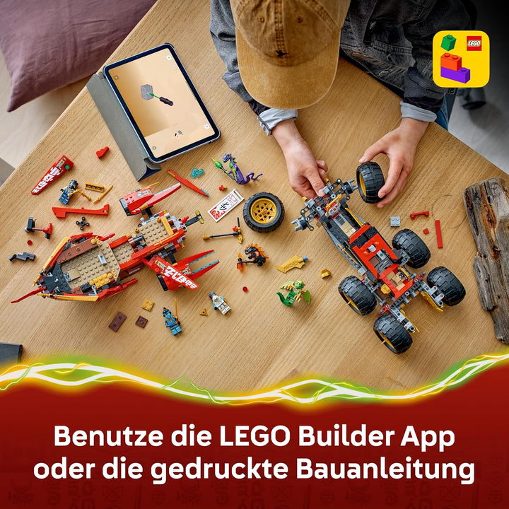 LEGO NINJAGO Wüstensegler - 3-in-1 Ninja-Spielset, umwandelbar in fliegendes Boot, Auto & Motorrad -