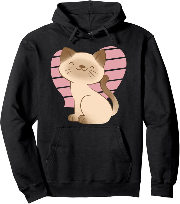 Schönes Herz mit siamesischem Katzenmotiv Pullover Hoodie