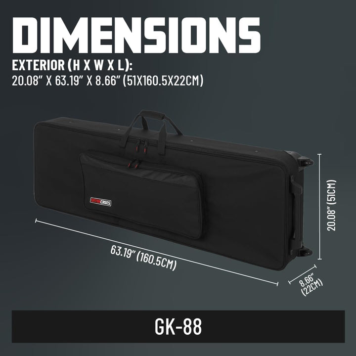 Gator Cases Leichtgewichtige Keyboardtasche mit Rollen für 88-Tasten Keyboards und elektrische Klavi