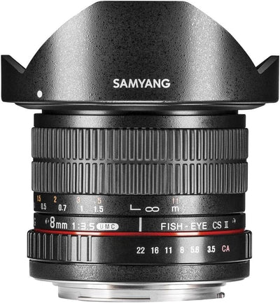 Samyang 3.5/8mm Objektiv Fisheye II DSLR Sony A manueller Fokus Fotoobjektiv, Superweitwinkelobjekti