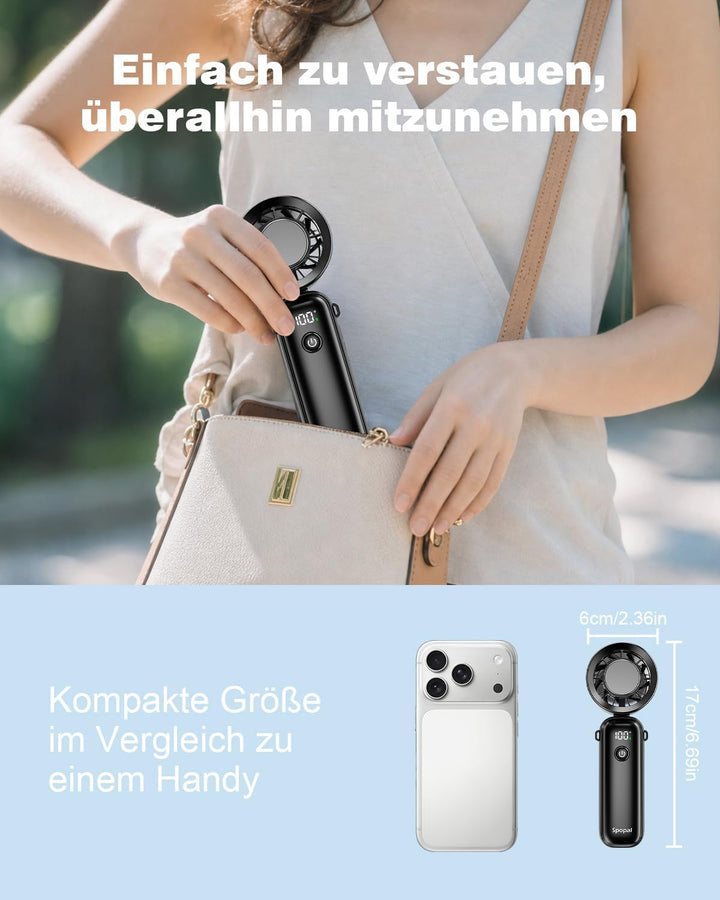 Spopal Handventilator mit Kühlmodus, Tragbarer Mini Ventilator, 15000 U/min | 3-IN-1 Hand/Schreibtis