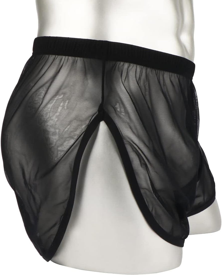 BIATWOWR Herren Transparent Sexy Boxershorts Männer Atmungsaktiv Bequem Unterhose Seitlichem Schlitz