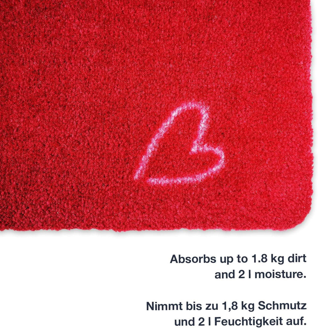 Fussmatte Welcome 50 x 70 cm Rot - rutschfeste, waschbare Fussmatte für Aussen und Innen - Saugstark