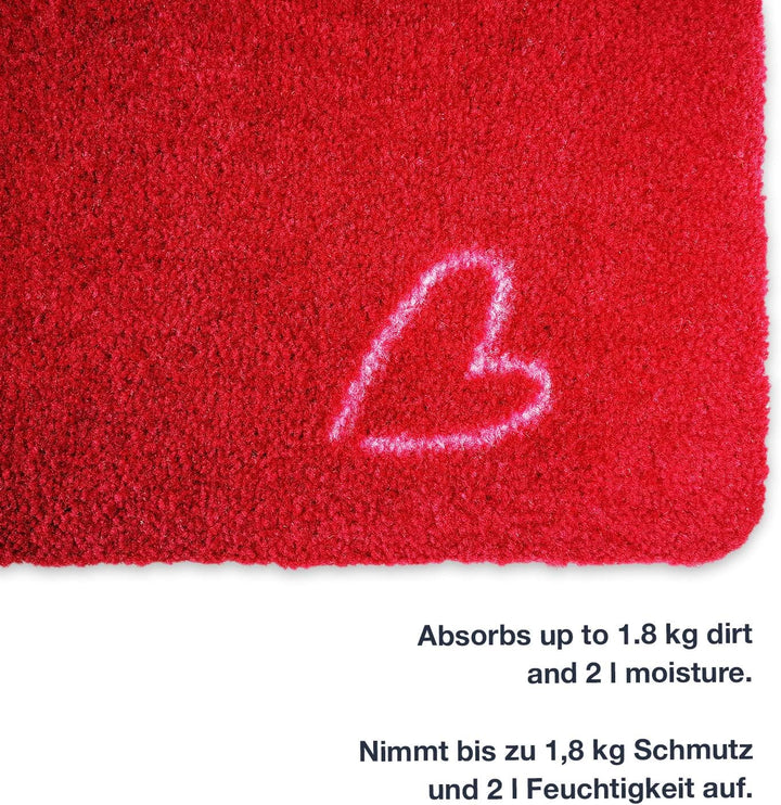Fussmatte Welcome 50 x 70 cm Rot - rutschfeste, waschbare Fussmatte für Aussen und Innen - Saugstark