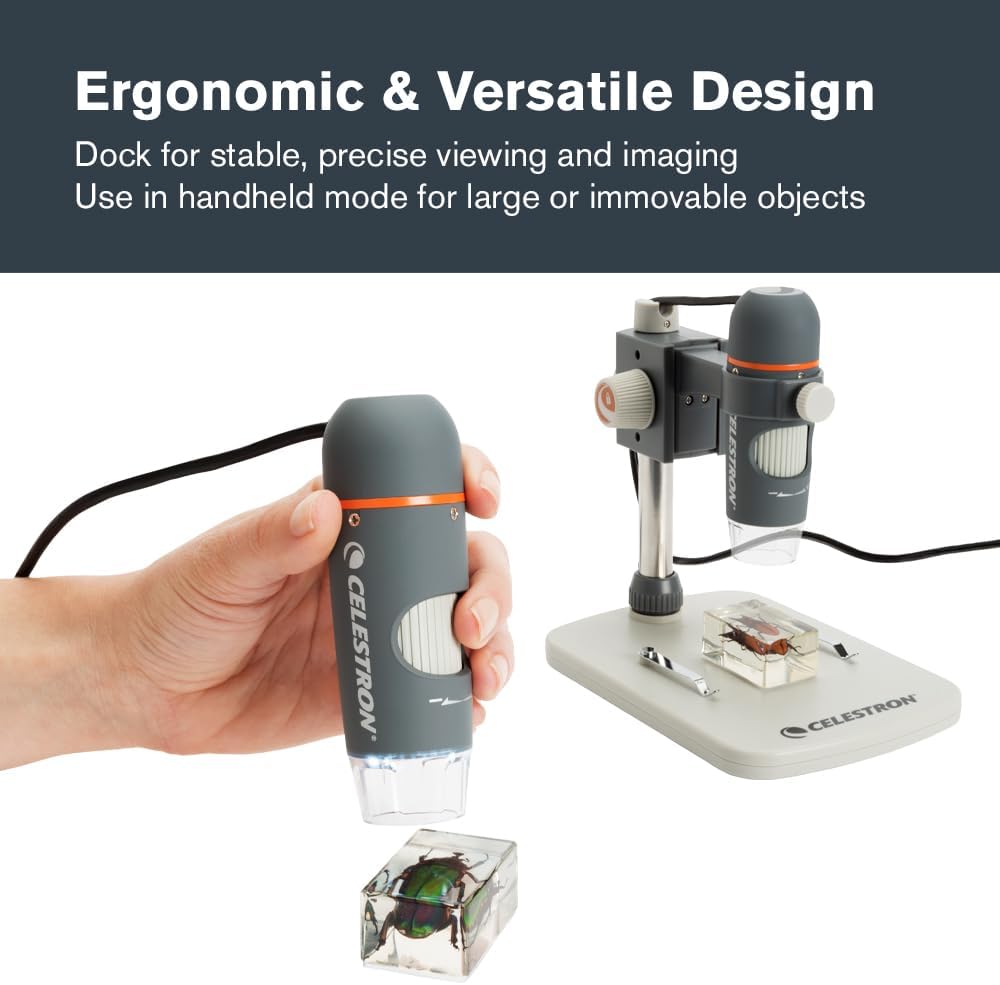 Celestron 44308 5 MP Handheld-Digitalmikroskop Pro Einzeln, Einzeln
