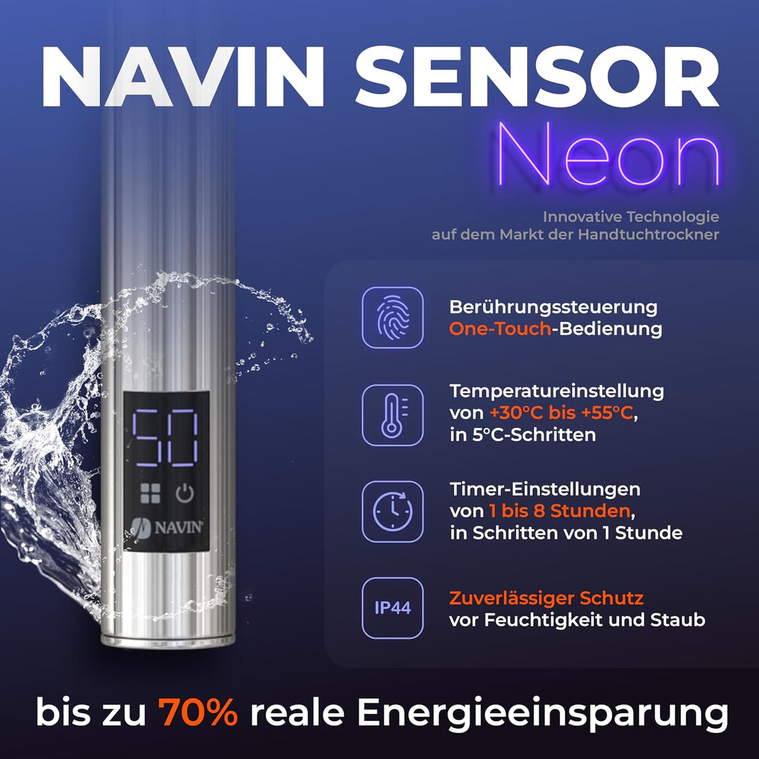 NAVIN Elektrischer Handtuchtrockner Camellia 480х600 mit Sensor und Timer Rechts - Edelstahl Kratzfe