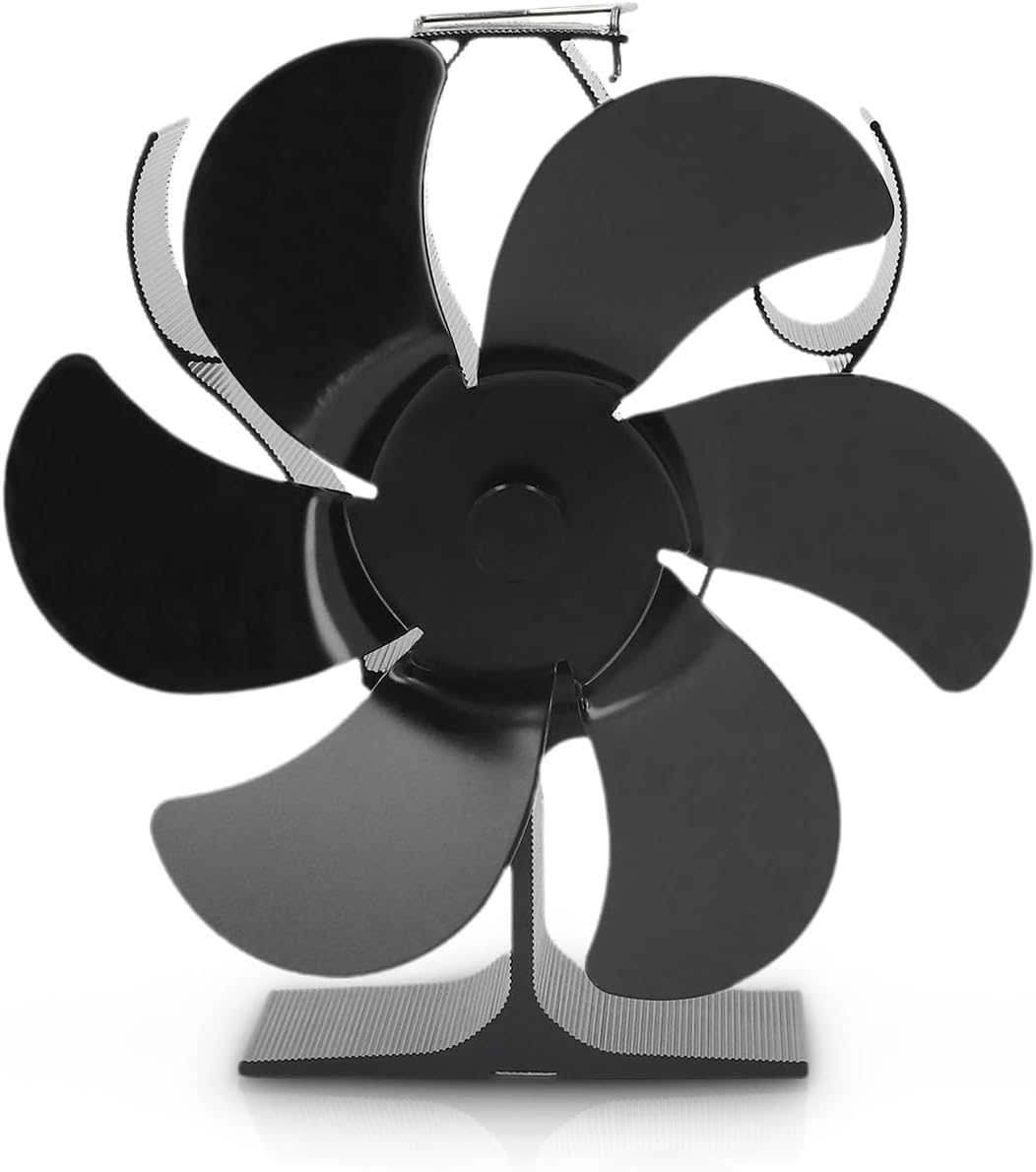 Elprico Kaminventilator mit 6 Flügeln, Aluminiumlegierung, Durchmesser 152 Mm, Wärmebetriebener Ofen