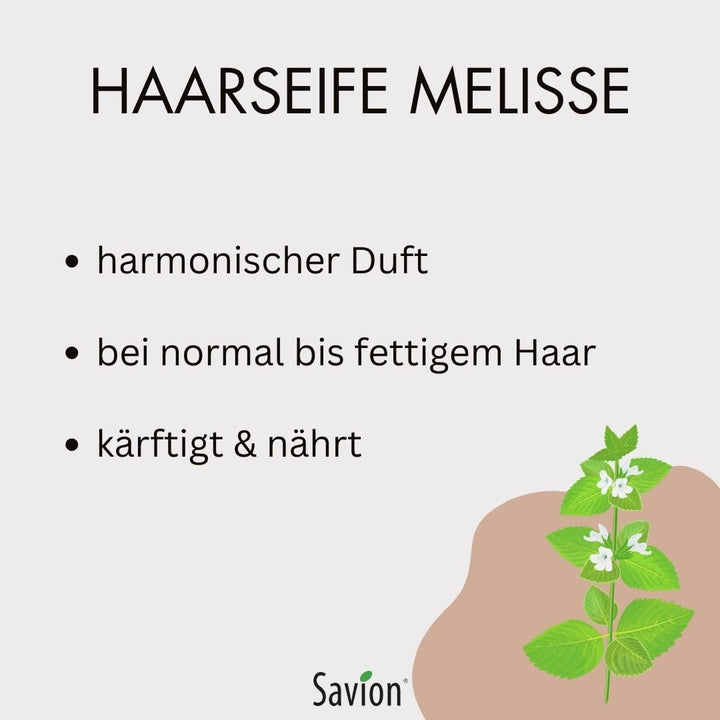 Savion 4+1 Bio Haarseife Melisse, Vegan, Handgemacht, Palmölfrei, Plastikfrei, 5x 85gr 1.42 g (300er