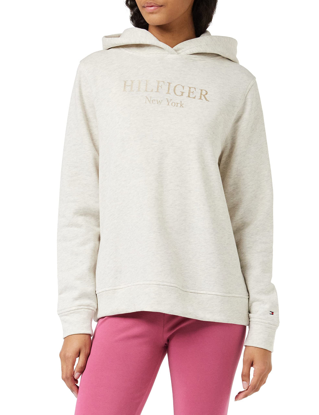 Tommy Hilfiger Damen Pullover-Kapuzenpulli XS Beige (Heathered Oatmilk), XS Beige (Heathered Oatmilk