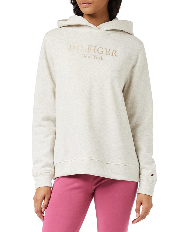 Tommy Hilfiger Damen Pullover-Kapuzenpulli XS Beige (Heathered Oatmilk), XS Beige (Heathered Oatmilk