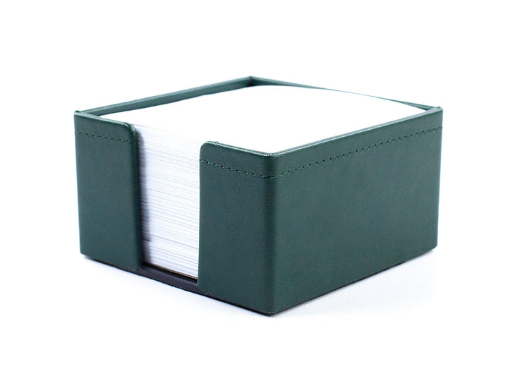 DELMON VARONE - Zettelkasten aus veganem Kunstleder Grün - Zettelbox inkl. 500 Blatt Papier - Notizz
