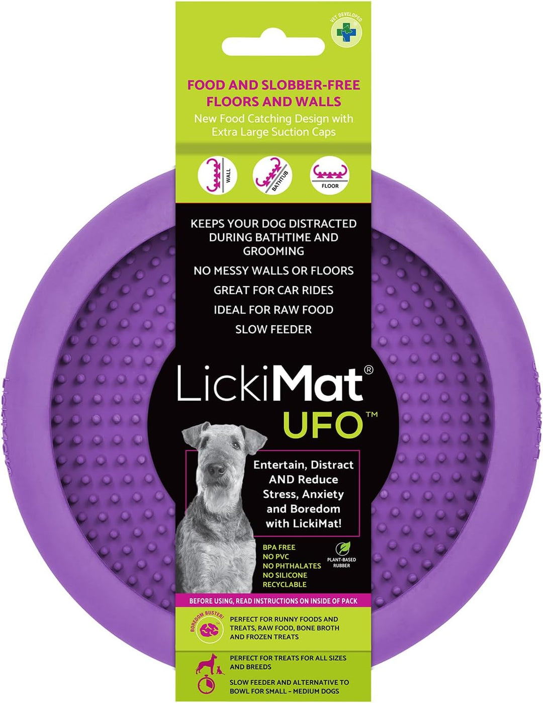 LickiMat UFO Purple – Perfekter Bad- und Dusch-Ditractor. LickiMat aus Naturkautschuk mit Schnullern