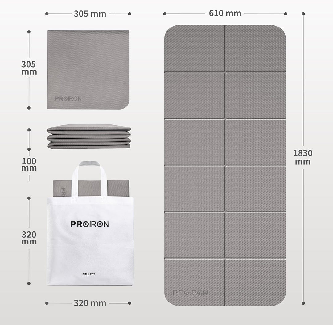 PROIRON Yogamatte Faltbar TPE, Reise Yogamatte rutschfest &amp; leicht 183cm x 61cm x 6mm, Gymnastikmatt