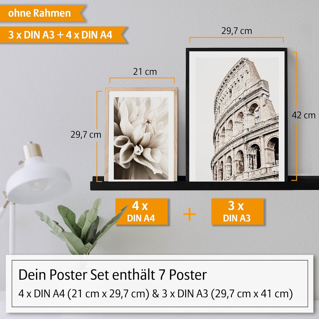 Hyggelig Home Premium Poster Set - 7 hochwertige Poster im Kunstdruck bunt Bauhaus Matisse aesthetic