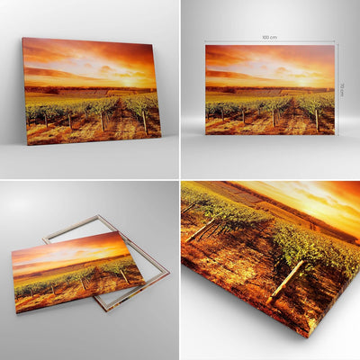 Bilder auf Leinwand 100x70cm Leinwandbild Weinberg Aussicht Landschaft Gross Wanddeko Bild Schlafzim