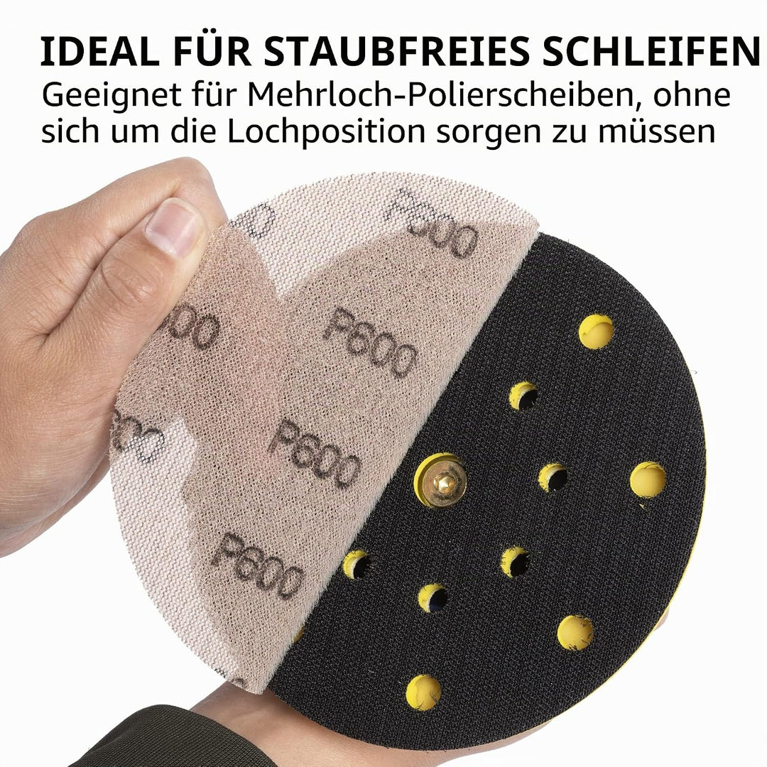 UPWOOD Schleifgitter 50 Stück 125mm Klett Körnung 600, Zum staubfreien Schleifen von Karosserie, Hol