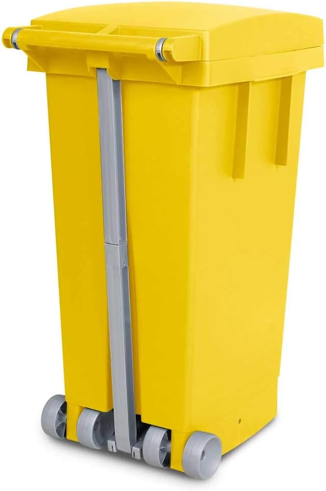 Mülltonnen 'Big Tata' mit Deckel, Rollen und Pedal. Abmessungen cm 38 x 50 x H80.
