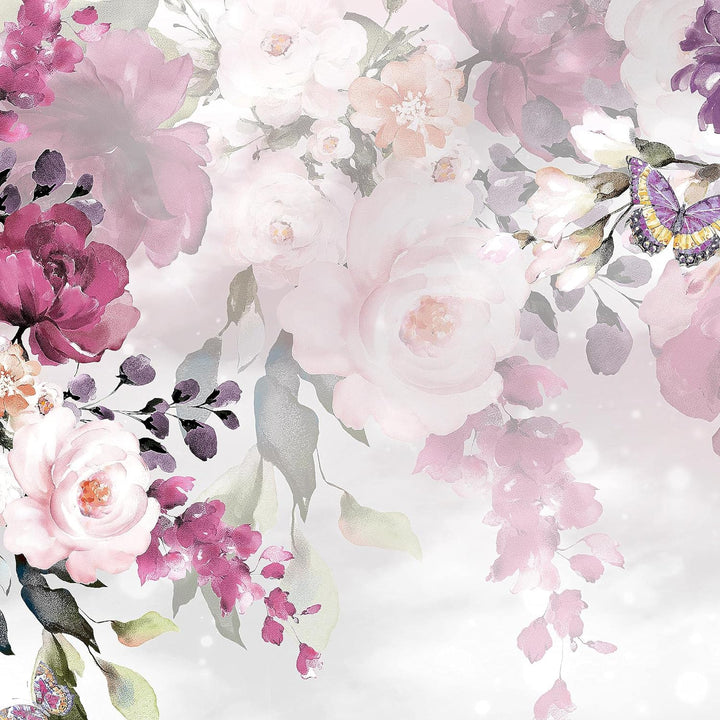 Runa Art Wandbilder Blumen 5 Teilig Bild auf Vlies Leinwand Deko Wohnzimmer Blumenmotiv Rosa Lila 02