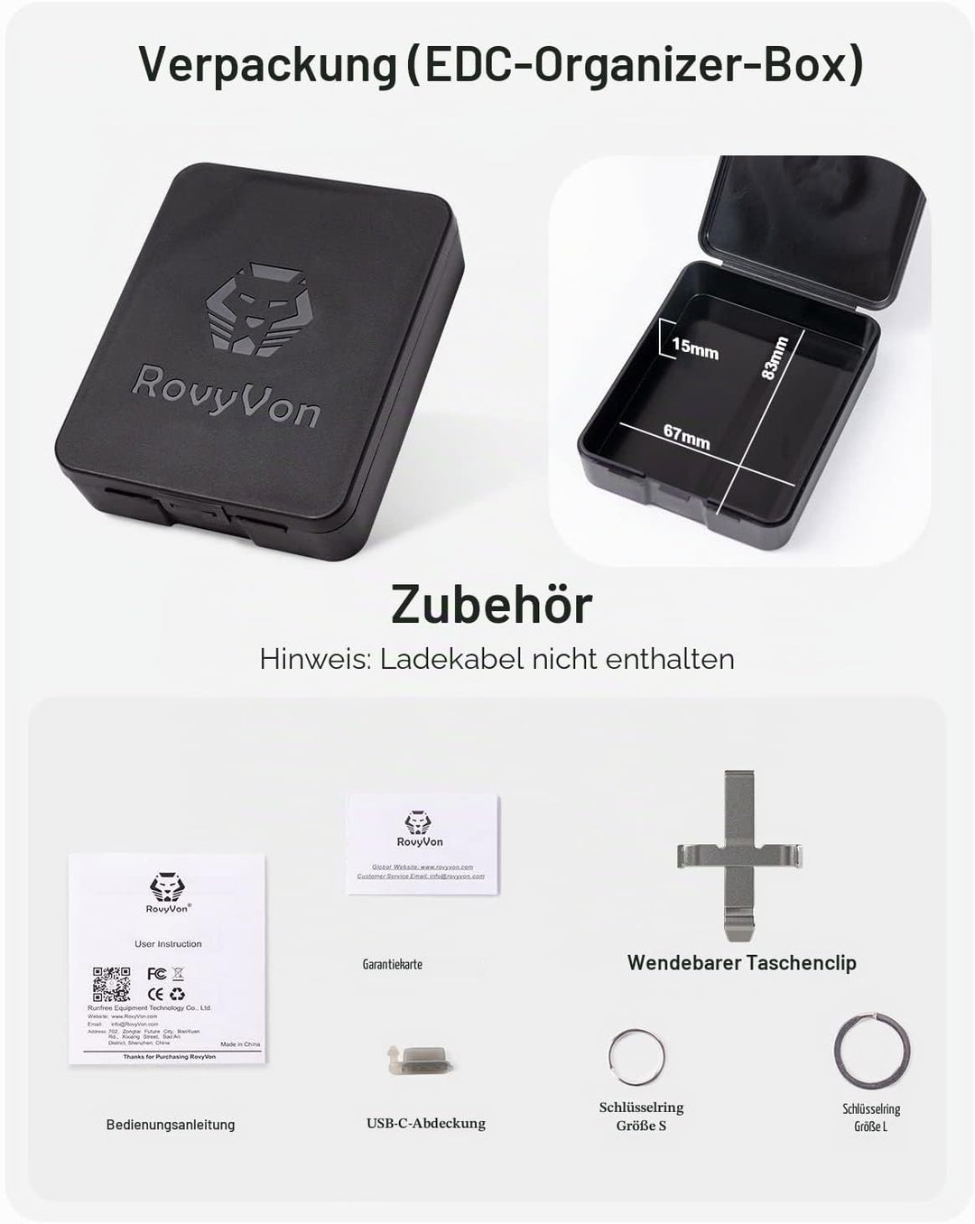 RovyVon E5 Schlüsselanhänger Taschenlampen, USB C wiederaufladbar 4000K High CRI Taschen EDC Taschen