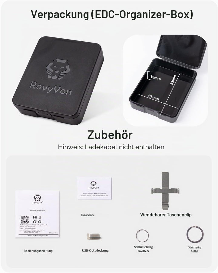 RovyVon E5 700 Lumen wiederaufladbare USB C Schlüsselanhänger Taschenlampe, leistungsstarke EDC Tasc