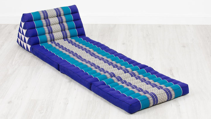 livasia Thaikissen 3 Auflagen extrahoch - 185x55x8cm - Dreieckskissen mit Klappmatratze, Kapok, Jumb