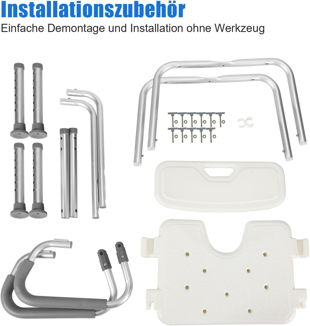 Duschhocker für senioren Badhocker mit Abnehmbarer Armlehne und Rückenlehne Duschstuhl Höhenverstell